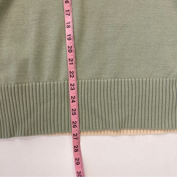 COS || Merino Contrast Knit Oversized Pullover Turtleneck Sweater Green Cream S - Picture 7 of 8